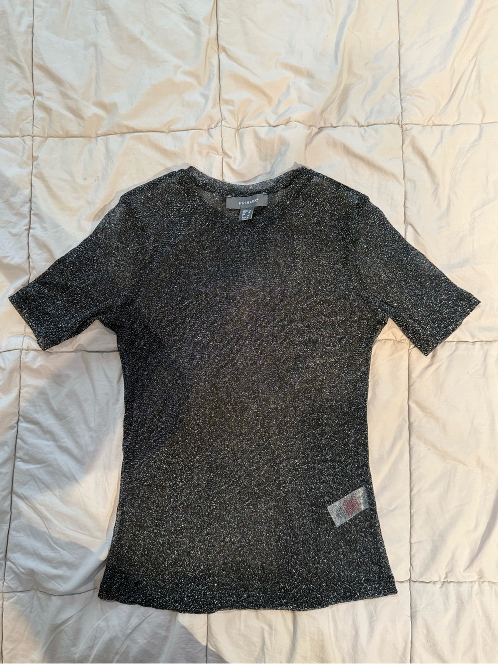 Primark Black Metallic Sparkle Knit Tee
